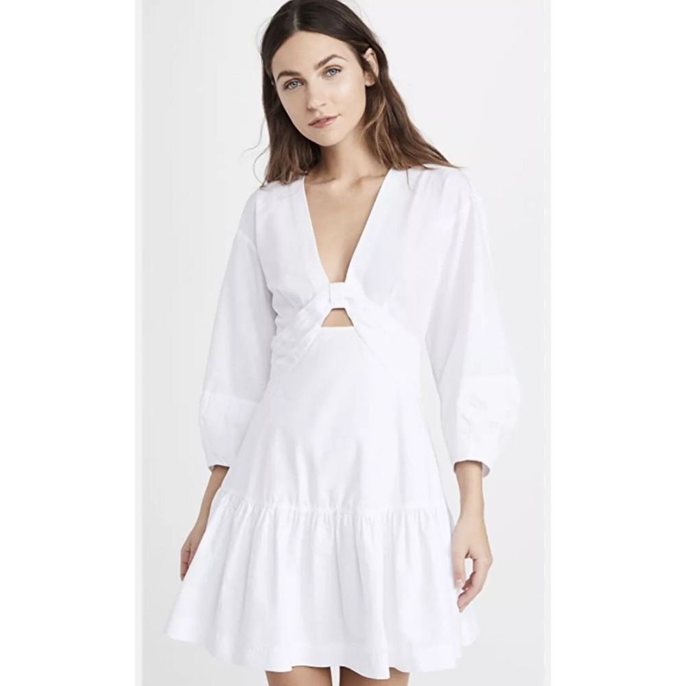 NWT Derek Lam 10 Crosby Talia White A-Line Mini Dress Size 6 Balloon Sleeve